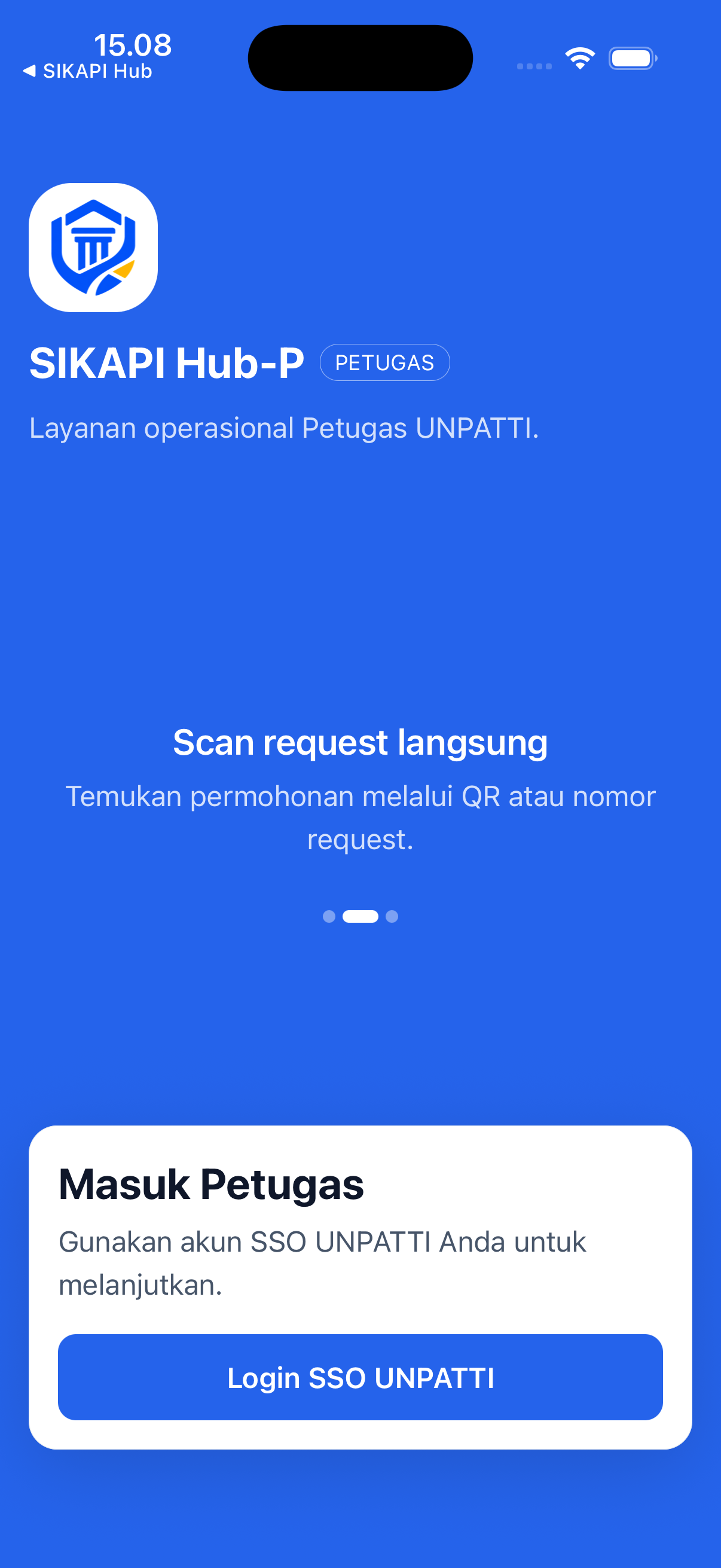 Mockup login SIKEU Hub Petugas